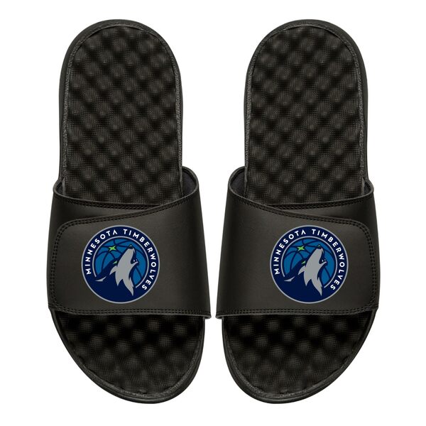 アイスライド メンズ サンダル シューズ Minnesota Timberwolves ISlide Personalized Primary Slide Sandals Black