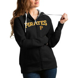 アンティグア レディース パーカー・スウェットシャツ アウター Pittsburgh Pirates Antigua Women's Team Logo Victory FullZip Hoodie Black