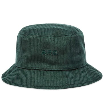 アーペーセー メンズ 帽子 アクセサリー A.P.C. Alex Corduroy Bucket Hat Green