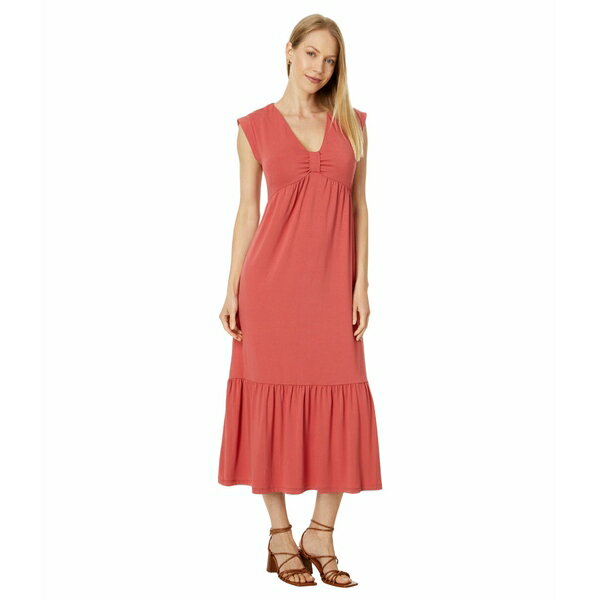 トミー ヒルフィガー レディース ワンピース トップス Solid Tiered Midi Dress Mineral Red