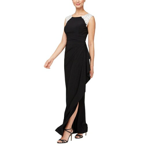 アレックスイブニングス レディース ワンピース トップス Long Matte Jersey Dress Black White アレックスイブニングス レディース ワンピース トップス Long Matte Jersey Dress Black White