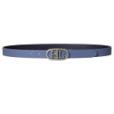 ラルフローレン レディース ベルト アクセサリー Oval-logo Reversible Leather Skinny Belt Capri Blue/Ref...