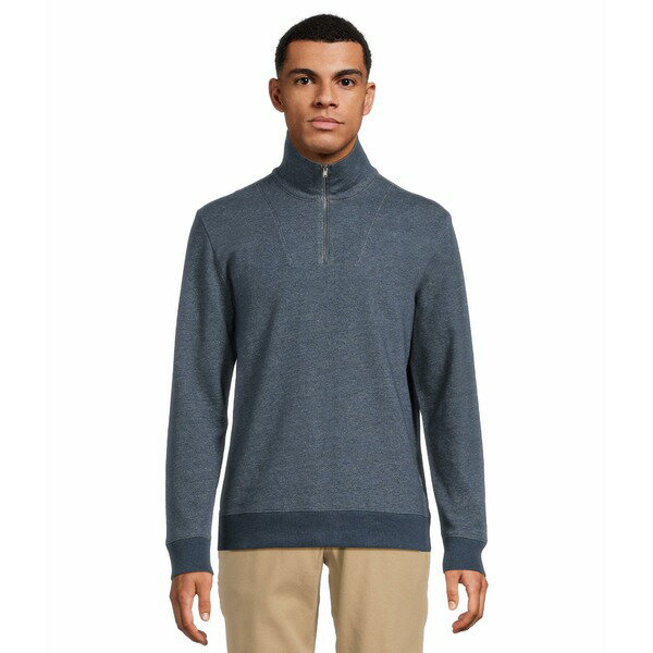    ȥåץ Mock Neck Quarter Zip Heather Sapphire