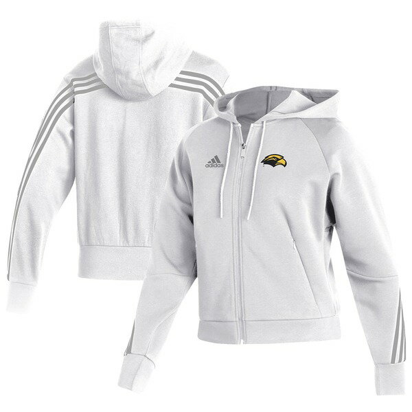 アディダス レディース パーカー・スウェットシャツ アウター Southern Miss Golden Eagles adidas Women's Fashion FullZip Hoodie White