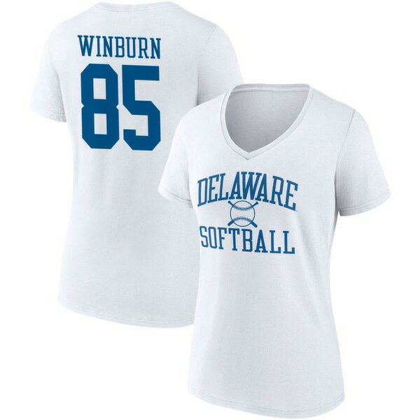 t@ieBNX fB[X TVc gbvX Delaware Fightin' Blue Hens Fanatics Branded Women's Softball PickAPlayer NIL Gameday Tradition VNeck T Shirt White