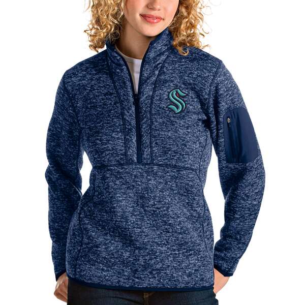 ƥ ǥ 㥱åȡ֥륾  Seattle Kraken Antigua Women's Fortune HalfZip Sweatshirt Heather Navy