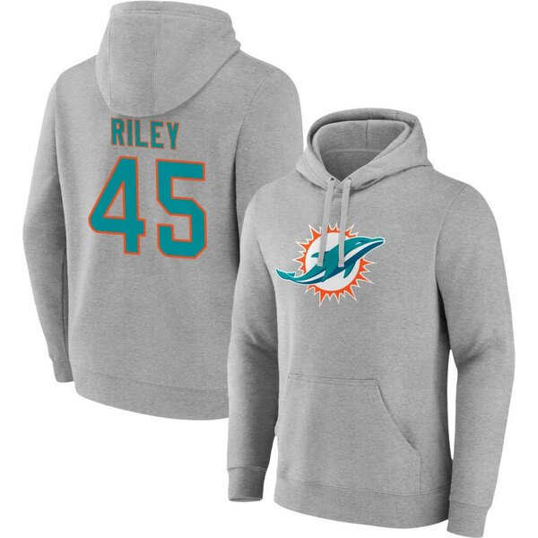 ファナティクス メンズ パーカー・スウェットシャツ アウター Miami Dolphins Fanatics Branded Team Authentic Custom Pullover Hoodie Heathered Gray