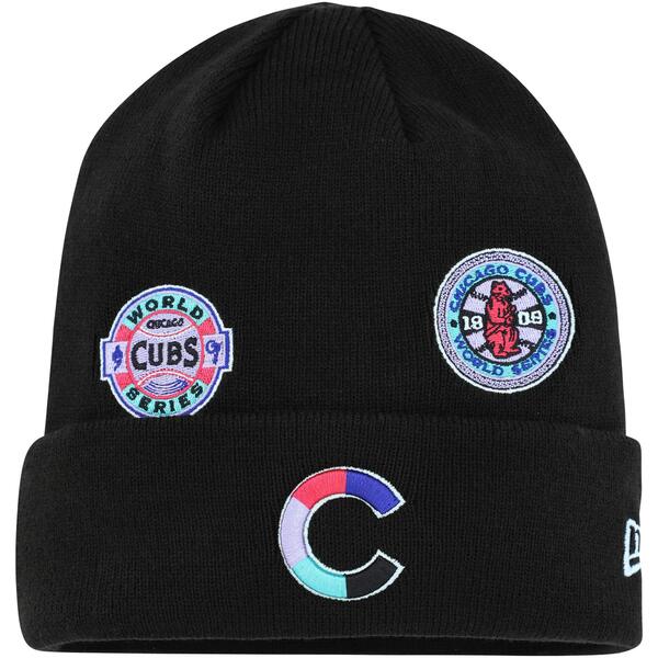 ˥塼  ˹ ꡼ Chicago Cubs New Era Polar Lights Cuffed Knit Hat Black