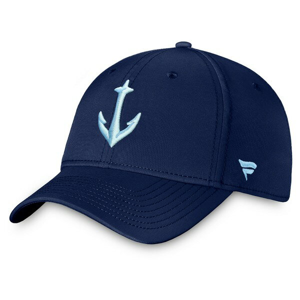 t@ieBNX Y Xq ANZT[ Seattle Kraken Fanatics Branded Secondary Logo Flex Hat Deep Sea Blue