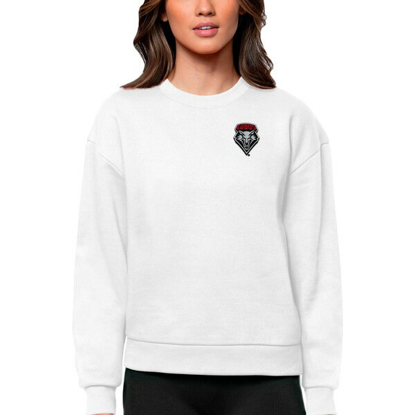 アンティグア レディース パーカー・スウェットシャツ アウター New Mexico Lobos Antigua Women's Logo Victory Crewneck Pullover Sweatshirt White