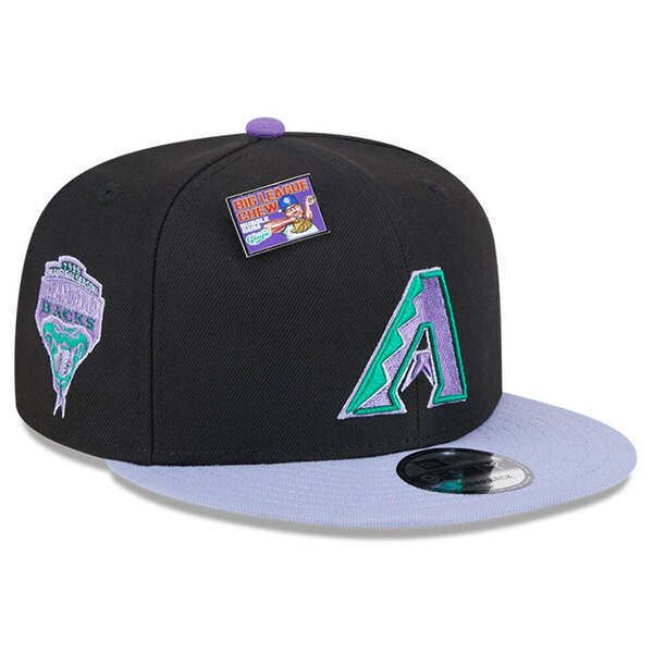 j[G Y Xq ANZT[ Arizona Diamondbacks New Era Grape Big League Chew Flavor Pack 9FIFTY Snapback Hat Black/ Purple