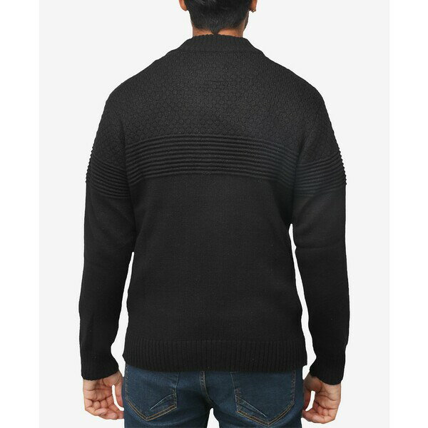 エックスレイ メンズ ニット セーター アウター Men 039 s Mock Neck Texture Quarter Zip Knitted Sweater Black