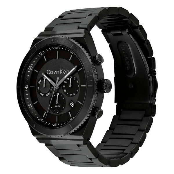 カルバンクライン レディース 腕時計 アクセサリー Men's Black-Tone Stainless Steel Bracelet Watch 44.5mm Black