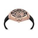 フィリッププレイン レディース 腕時計 アクセサリー Men's Automatic Skeleton Royal Black Silicone Strap Watch 46mm Rosegold