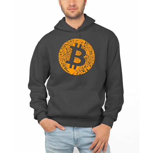 エルエーポップアート メンズ パーカー スウェットシャツ アウター Men 039 s Bitcoin Word Art Hooded Sweatshirt Gray