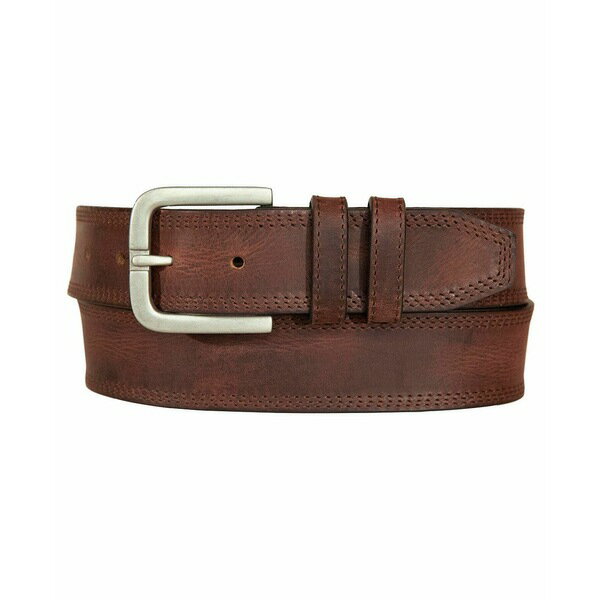 ラッキーブランド メンズ ベルト アクセサリー Men's Triple Needle Stitched Leather Belt Brown