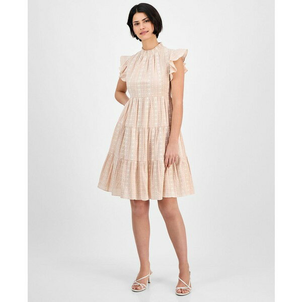 ジュリア ジョーダン レディース ワンピース トップス Women's Cotton Embroidered Shift Dress Beige/ivor