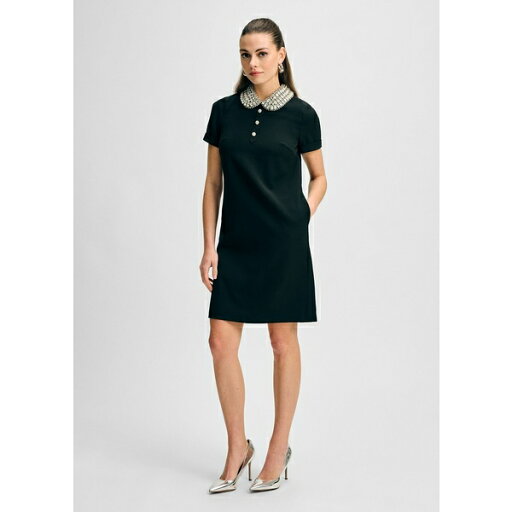 イザックミズラヒ レディース ワンピース トップス Women's Jewel Collar Cad Shift Dress Black イザックミズラヒ レディース ワンピース トップス Women's Jewel Collar Cad Shift Dress Black