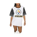 ゲームデイ レディース ワンピース トップス Women's White/Black Pittsburgh Steelers Bling It Full Sequin Jersey Dress Black, White(4)