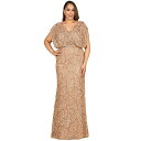 ララ レディース ワンピース トップス Women's Beaded Gown with Draped Cape Sleeves Rose gold