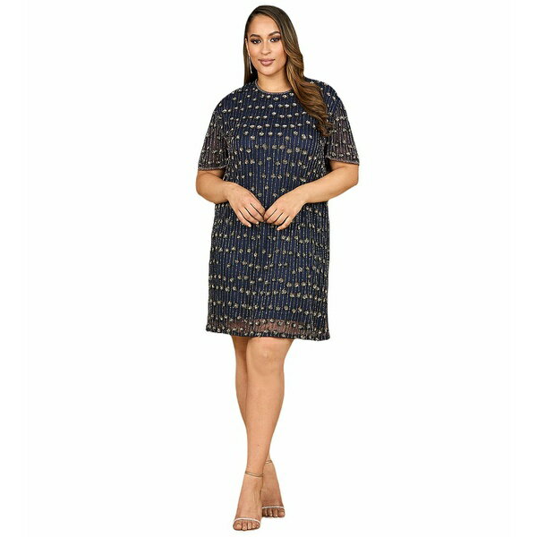 ララ レディース ワンピース トップス Women's Beaded T-Shirt Dress Navy