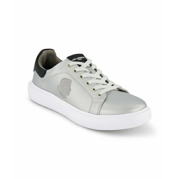 カールラガーフェルド メンズ スニーカー シューズ Men's Embroidered Karl Head Profile Sneaker Silver