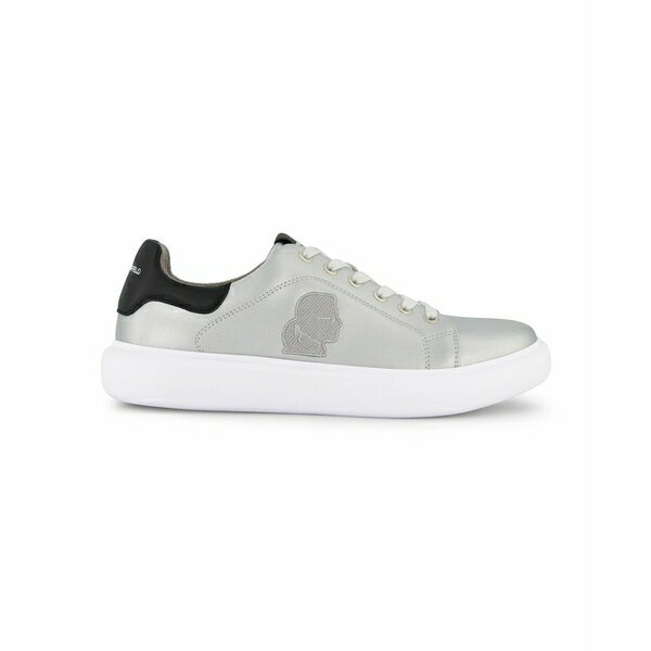 カールラガーフェルド メンズ スニーカー シューズ Men's Embroidered Karl Head Profile Sneaker Silver
