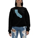 エルエーポップアート レディース パーカー・スウェットシャツ アウター Women's California Hearts Word Art Crewneck ...