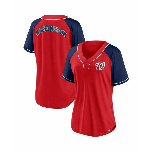 ファナティクス レディース Tシャツ トップス Women's Red Washington Nationals Ultimate Style Raglan V-Neck T-shirt Red