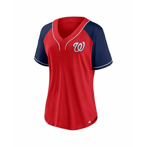 ファナティクス レディース Tシャツ トップス Women's Red Washington Nationals Ultimate Style Raglan V-Neck T-shirt Red