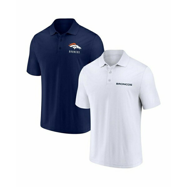 եʥƥ   ȥåץ Men's White, Navy Denver Broncos Lockup Two-Pack ...