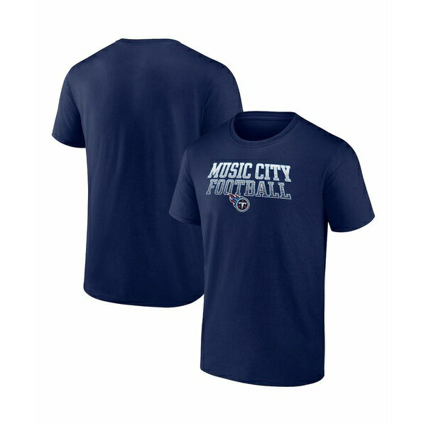 ファナティクス メンズ シャツ トップス Men's Navy Tennessee Titans Music City Football Heavy Hitt..