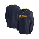 ナイキ メンズ パーカー・スウェットシャツ アウター Men's Navy West Virginia Mountaineers 2024 Sideline Pullover Windshirt Navy, Gold(4)