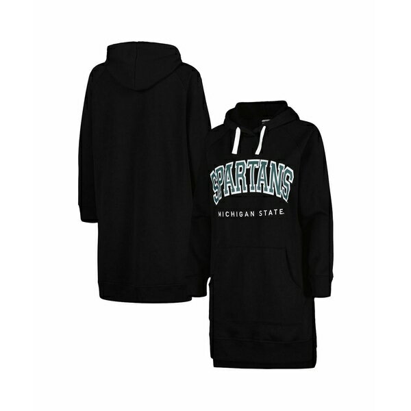 ゲームデイ レディース ワンピース トップス Women's Black Michigan State Spartans Take a Knee Raglan Hooded Sweatshirt Dress Black