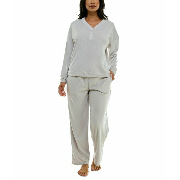 롼ǥ쥤 ǥ åȥ ȥåץ Women's Long-Sleeve Ribbed Velour Pajama Set V...