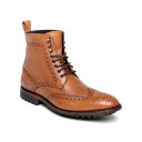 アンソニー ヴィア メンズ ブーツ シューズ Men's Grant Wingtip Leather Dress Boot Medium Bro