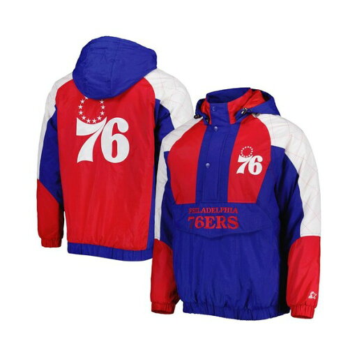 スターター メンズ ジャケット&ブルゾン アウター Men's Royal Philadelphia 76ers Body Check Raglan Hoodie Half-Zip Jacket Royal