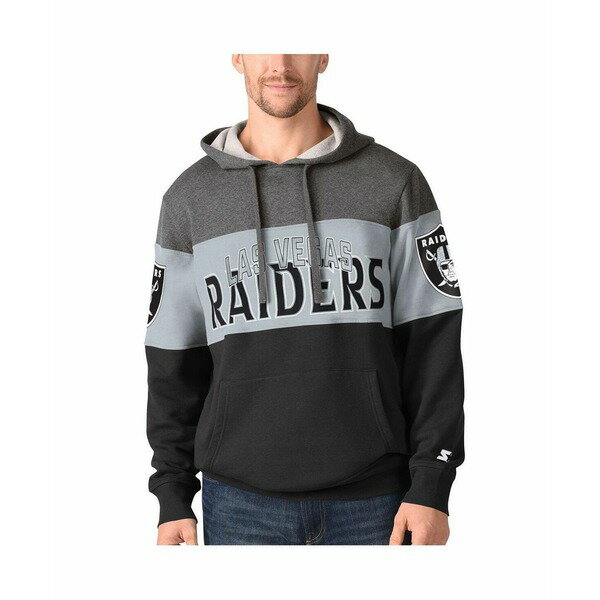 スターター メンズ パーカー・スウェットシャツ アウター Men's Black Las Vegas Raiders Extreme Pullover Hoodie Black