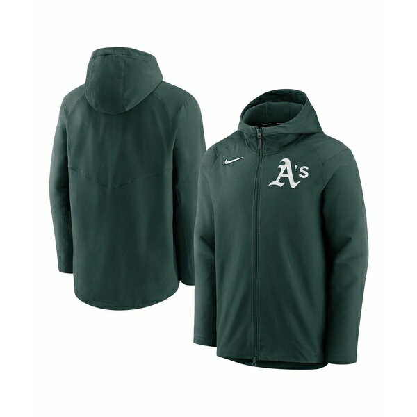 ナイキ メンズ パーカー・スウェットシャツ アウター Men's Green Oakland Athletics Authentic Collection Performance Raglan Full-Zip Hoodie Green(4)