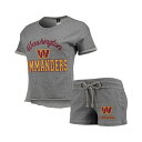 コンセプトスポーツ レディース Tシャツ トップス Women's Gray Washington Commanders Mainstream Tri-Blend T-shirts and Shorts Lounge Set Gray