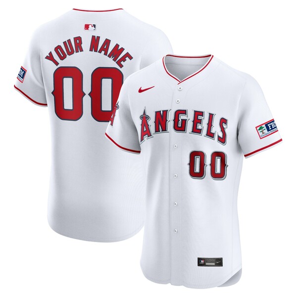 ナイキ メンズ ユニフォーム トップス Los Angeles Angels Nike Home Elite Custom Patch Jersey White