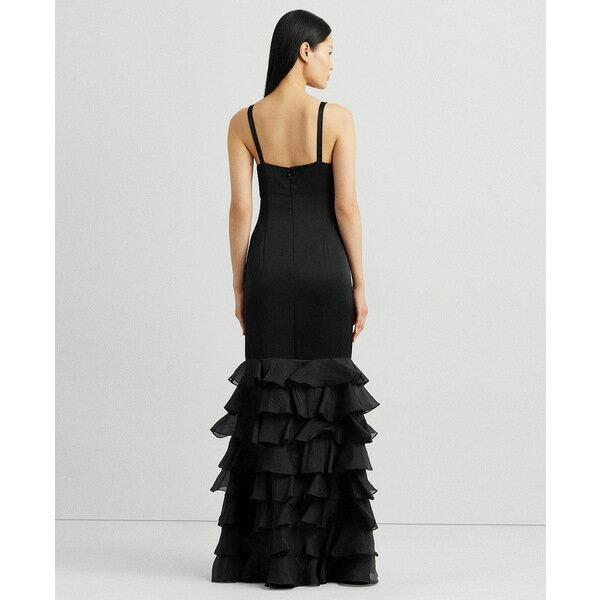 楽天astyラルフローレン レディース ワンピース トップス Women's Satin Tiered Ruffled Gown Black