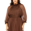 }bN_K fB[X s[X gbvX Plus Size High Neck Puff Sleeve Tiered A Line Gown Chocolate