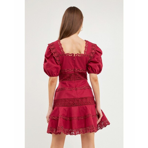 エンドレスローズ レディース ワンピース トップス Women's Multi Lace Linen Mini Dress Berry