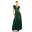 マックダガル レディース ワンピース トップス Women's Sequined Wrap Over Ruffled Cap Sleeve Gown Deep ...
