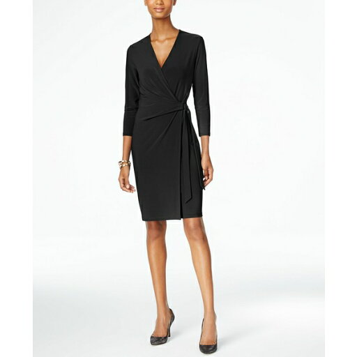 アンクライン レディース ワンピース トップス Faux-Wrap Dress Black アンクライン レディース ワンピース トップス Faux-Wrap Dress Black