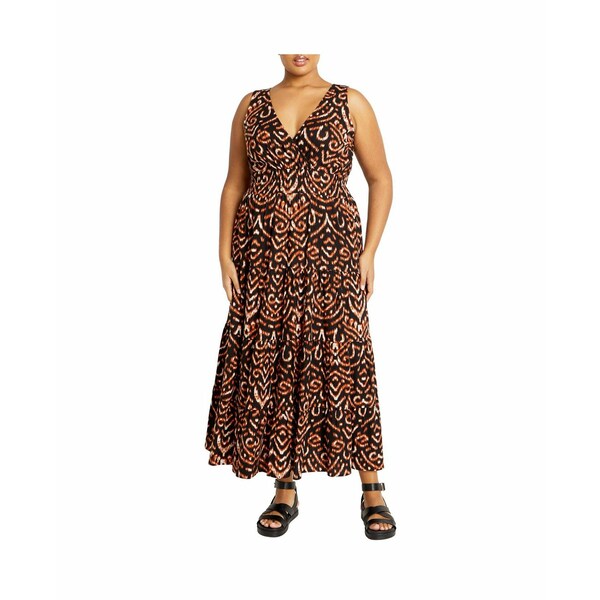 ƥå ǥ ԡ ȥåץ Plus Size Amara Print Maxi Dress Ikat