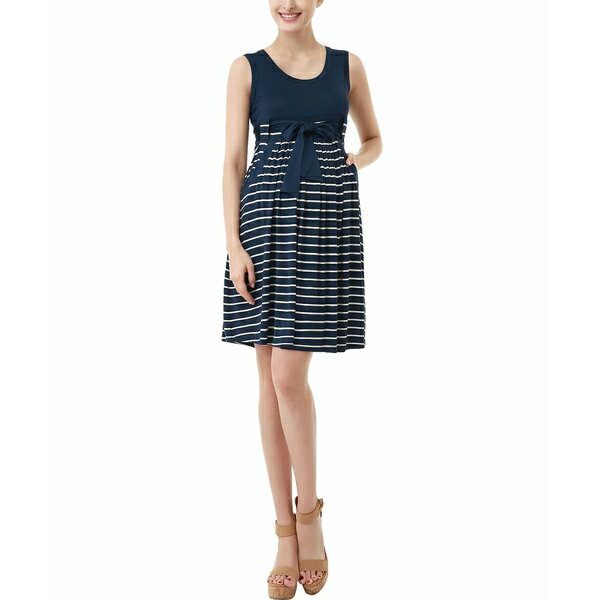 キミ アンド カイ レディース ワンピース トップス Maternity Scoop Neck Striped Dress Denim blue