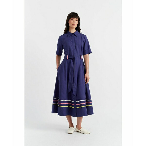 シンティアンドパーカー レディース ワンピース トップス Chinti & Parker Starboard Linen Blend Dress Admiral blue