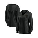 ファナティクス レディース カットソー トップス Women's Green Bay Packers Blackout Slub Hoodie V-Neck Long Sleeve T-Shirt Black
